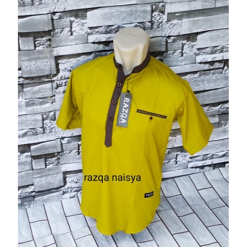 Best seller Baju Kemeja Pria warna Lime List hitam kombinasi / COD Kemko dewasa lengan Pendek Lime /