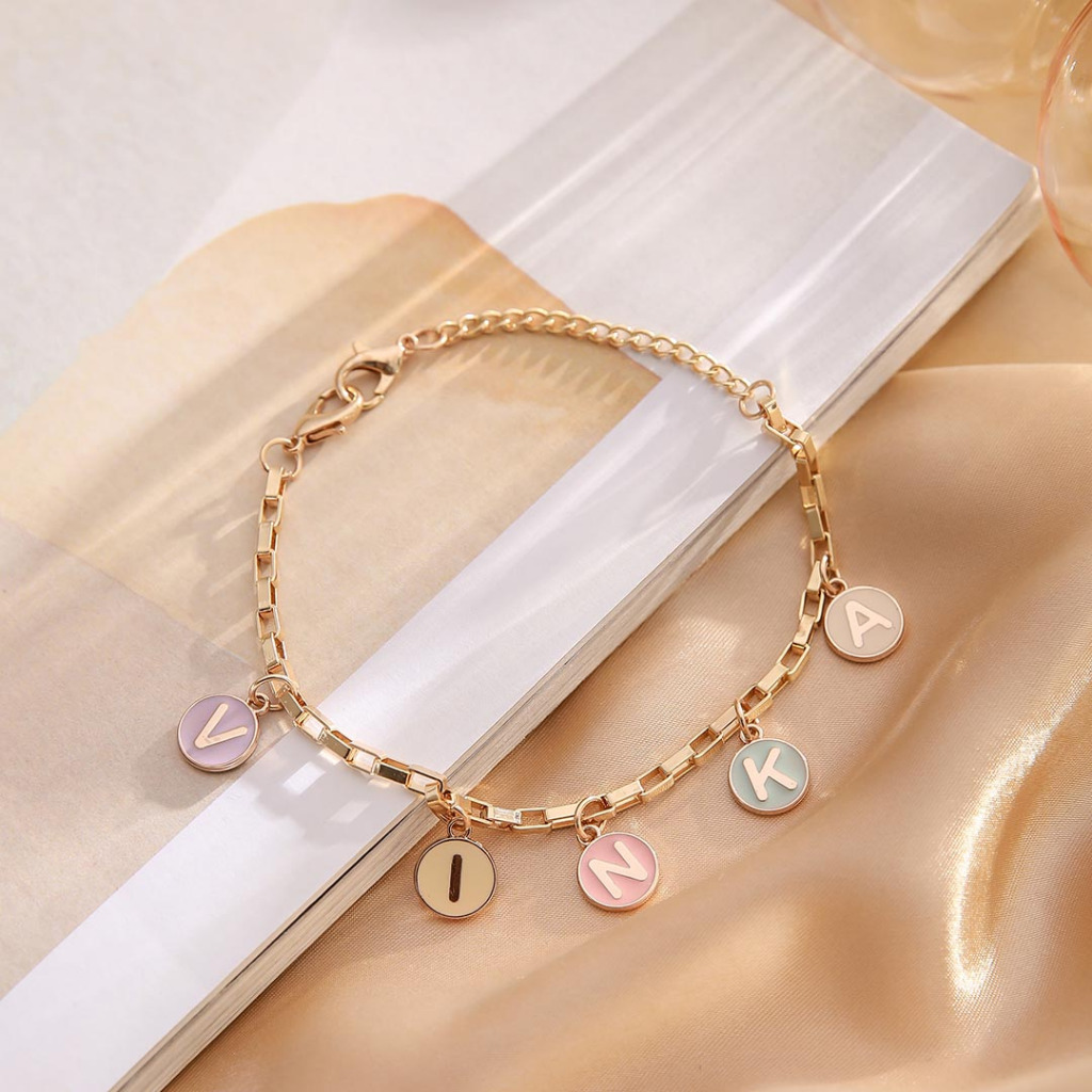 Custom Charm Nama Gelang / Rante Tas *** Tersedia Alphabet A - Z ***-8