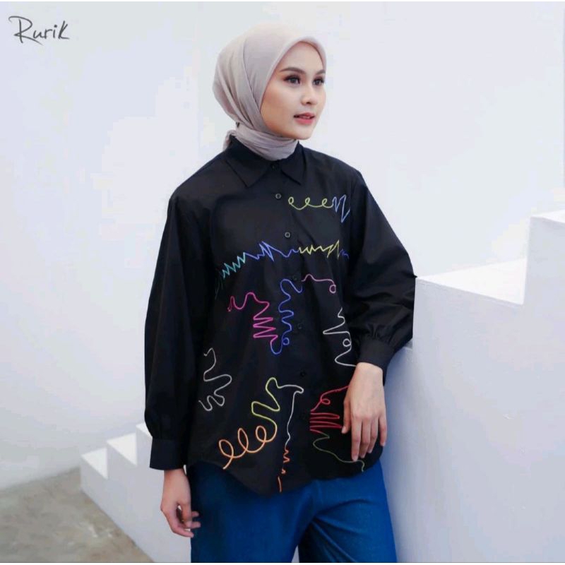 RURIK Kemeja Wanita DOODLE EMBROIDERY