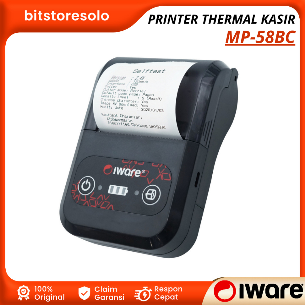 PRINTER BLUETOOTH MINI KASIR THERMAL IWARE MP-58BC - MP-58BC