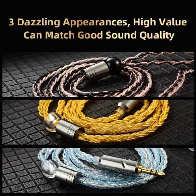 Kabel Headset Pin C 0.75 Non Mic 8 Braid KZ CCA TRN