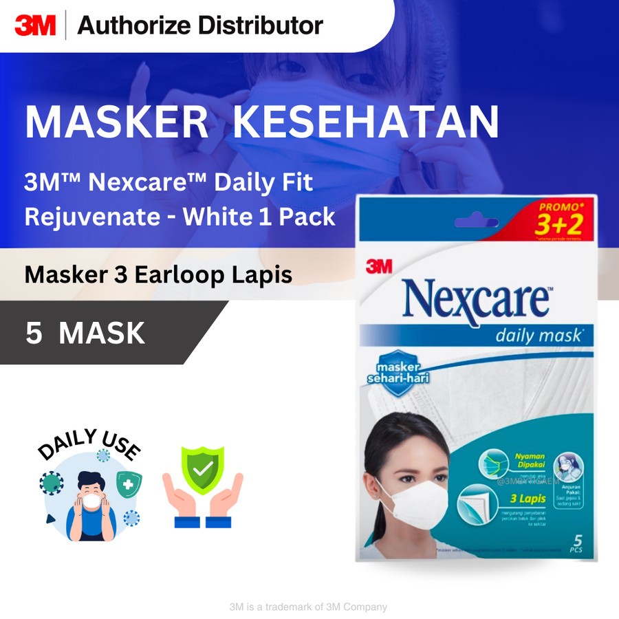 3M Masker Nexcare Daily FIT MASK PUTIH Rejuvenate - 1 Pack isi 5 Masker