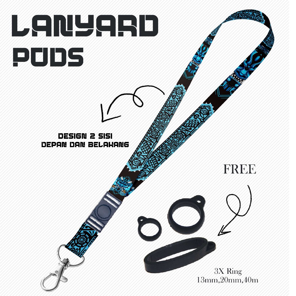 

[LANYARD] Craft Oni Tali P0D Id Card Gantungan Kunci Free Ring Desain Dua Sisi Full Color