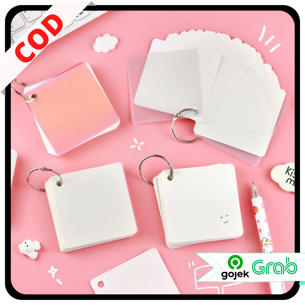 

KAISSO - STICKY NOTES MINI RING MOTIF SIMPLE POLOS BUKU CATATAN KECIL GANTUNG MEMOPAD STICKY NOTE RING COVER