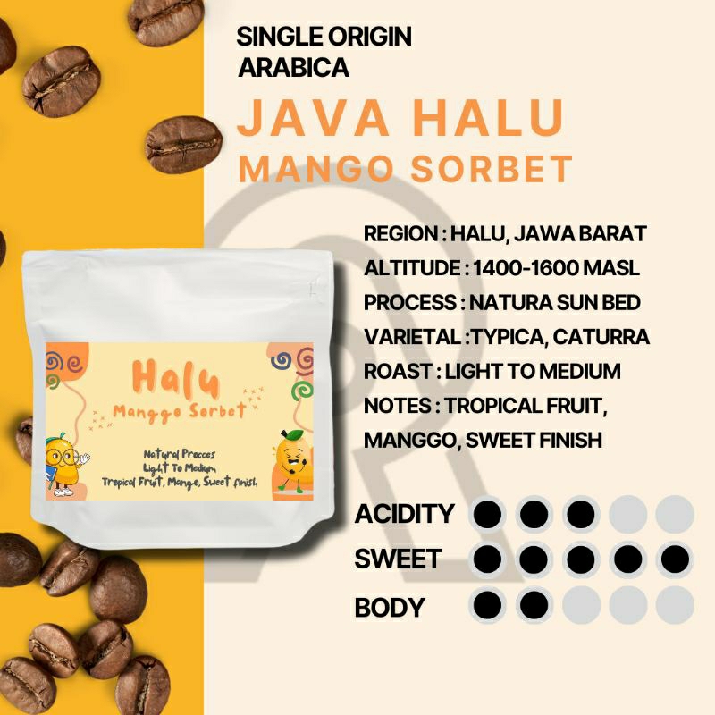 

Biji Kopi Arabika Single Origin Java Halu Mango Sorbet Natural