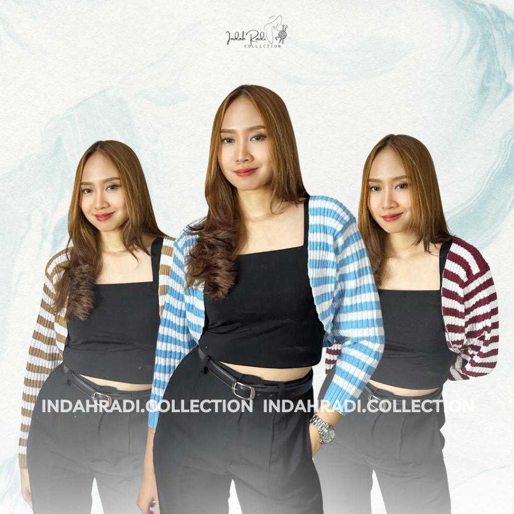 CARDIGAN LIAM BALERO RAJUT STRIPE CROP OUTER KNIT OVERSIZE POLET