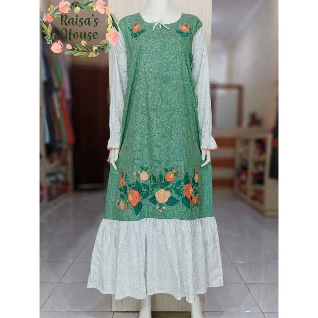 DASTER LONGDRESS BORDIR KHAS MALANG - REMPEL BAWAH - LENGAN PANJANG