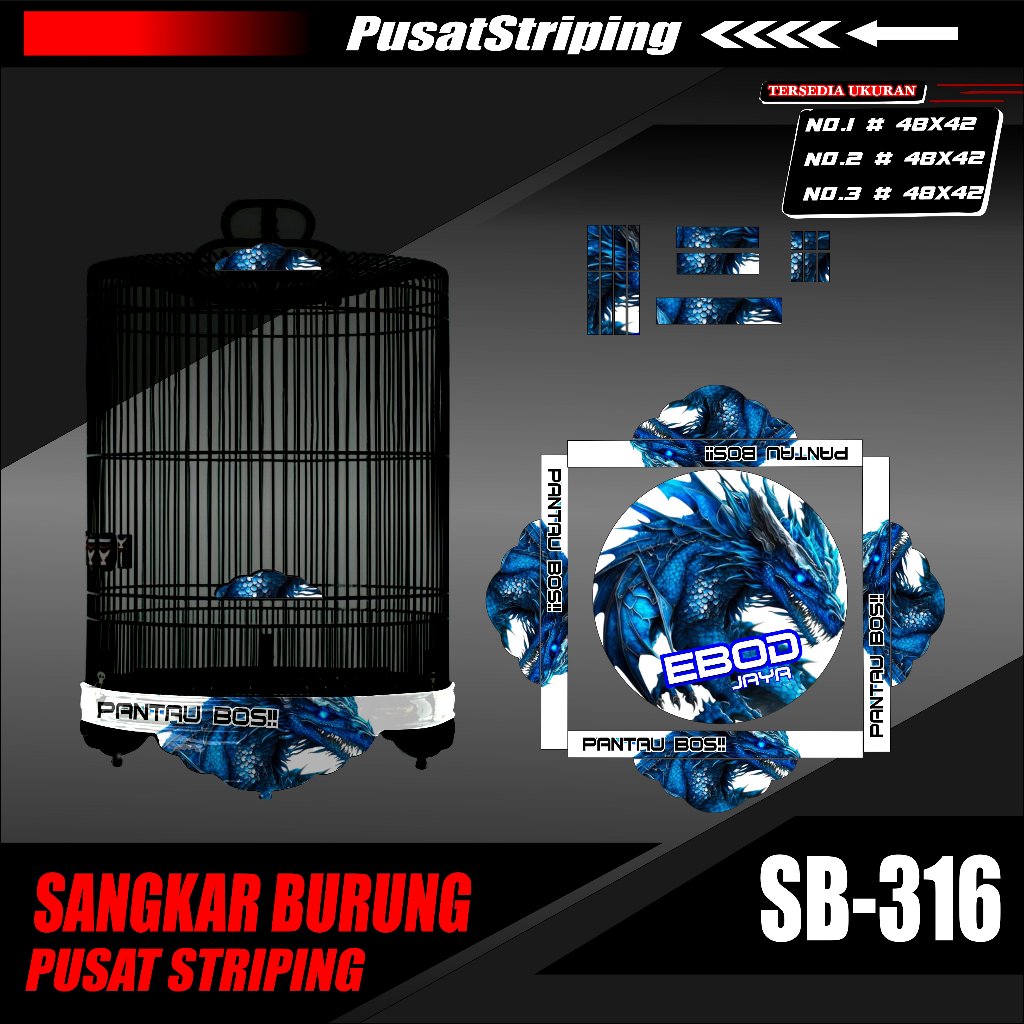 Sticker Aksesoris Sangkar Burung EBOD JAYA Decal Kandang Tebok Bulat Lovebird