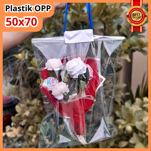 

PLASTIK PARCEL 50x70 cm OPP Kantong Kaca Tebal Buket Bunga Florist Bening Bingkisan Souvenir Ulang Tahun Parsel