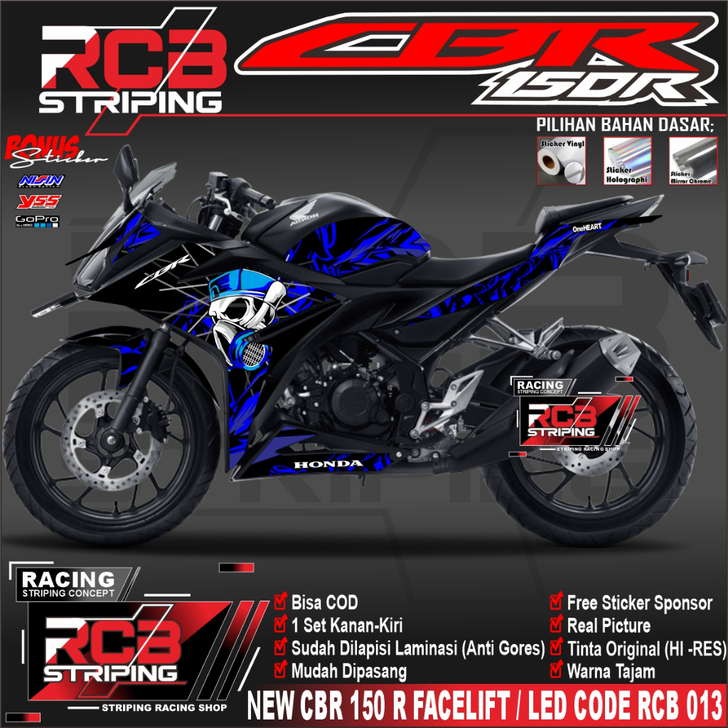 STRIPING VARIASI CBR 150R / STICKER LIST VARIASI MOTOR CBR 150R CBR 150 R  RCB 013