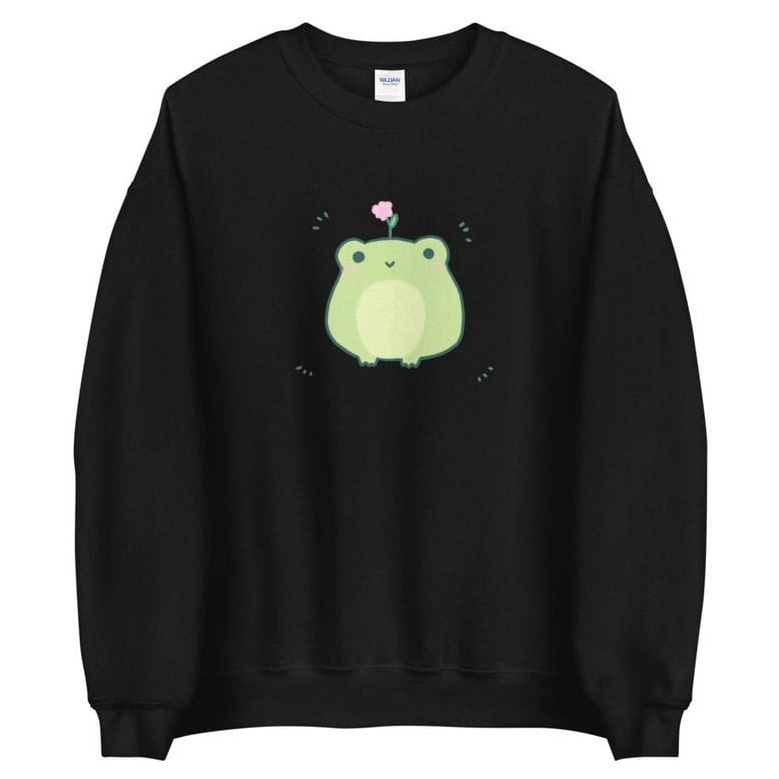 is Sweatshirt Crewneck Hoodie Print Katak Lucu  Bahan Fleece 24 gsm Sz M  XL Anak  Dewasa  Pria  Wan