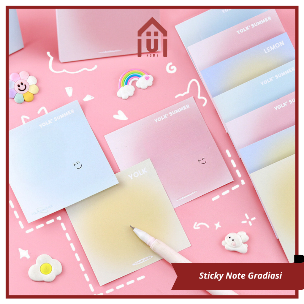 

UNISO - STICKY NOTE GRADIASI MEMOPAD PERSEGI MOTIF UNIK SERBAGUNA KERTAS MEMO TEMPEL KARAKTER LUCU
