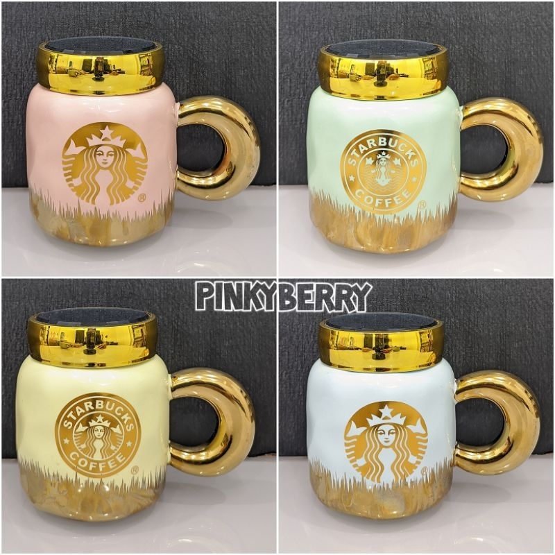 Gelas / Mug Keramik Tutup Cermin Putar Starbucks