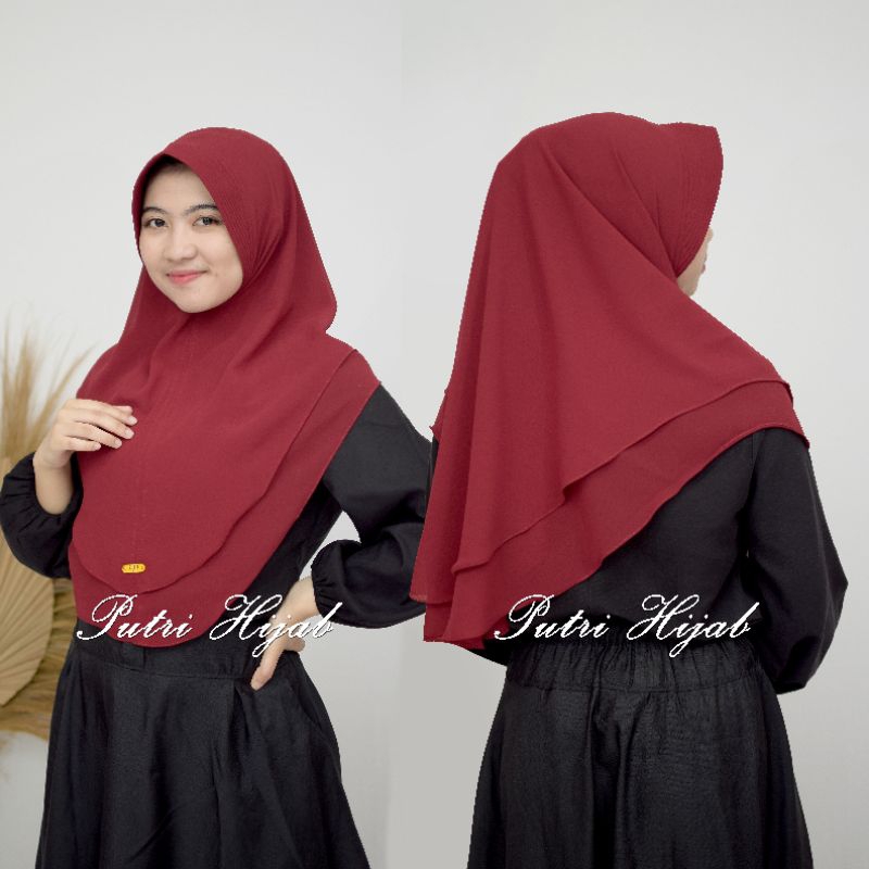 Jilbab Khimar mini2 Layer Ceruty Babydool/Kerudung Khimar Mini 2 Layar Ceruty Hijab instan