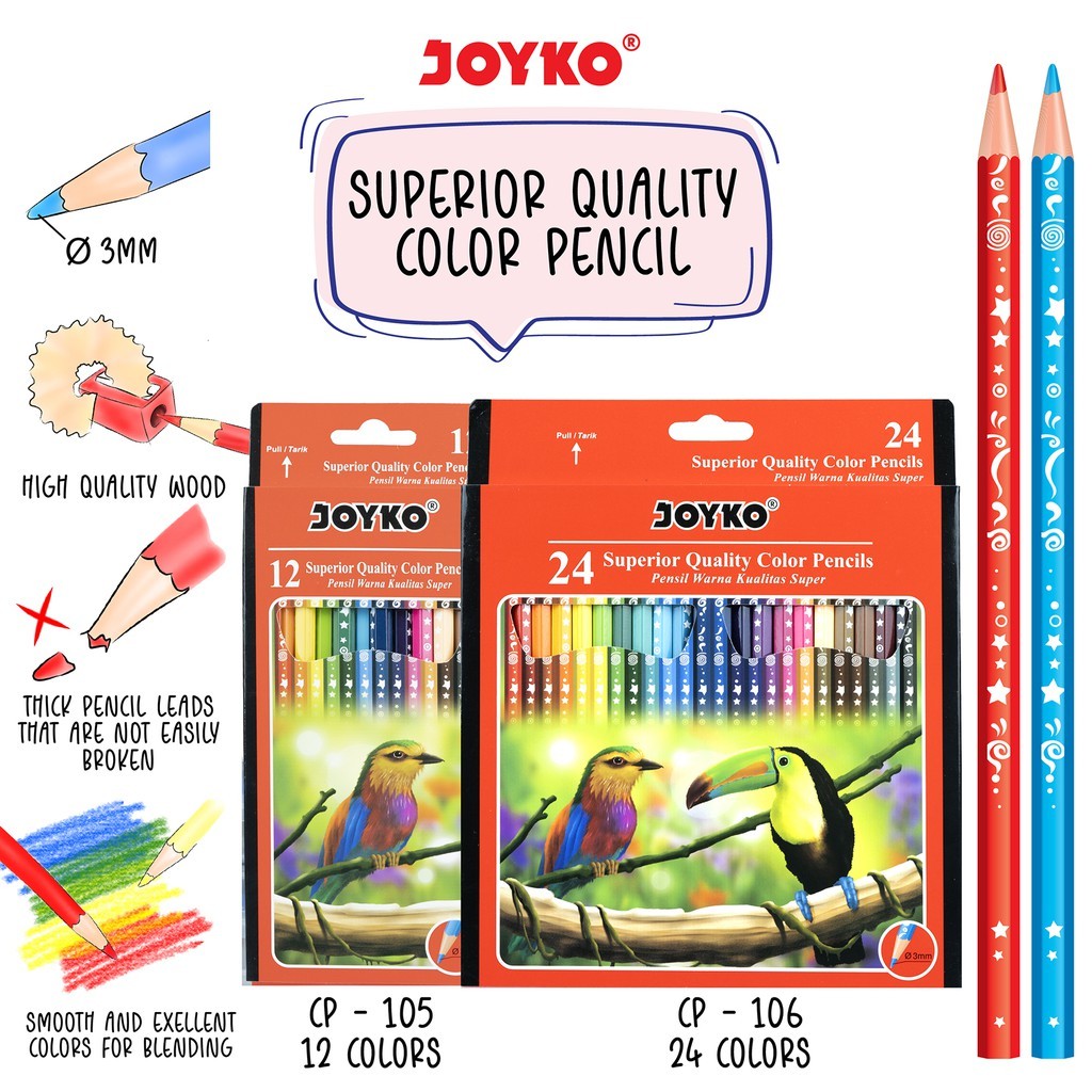 

Joyko Pensil Warna Color Pencils Hexagonal Grip - 24Warna CP-106