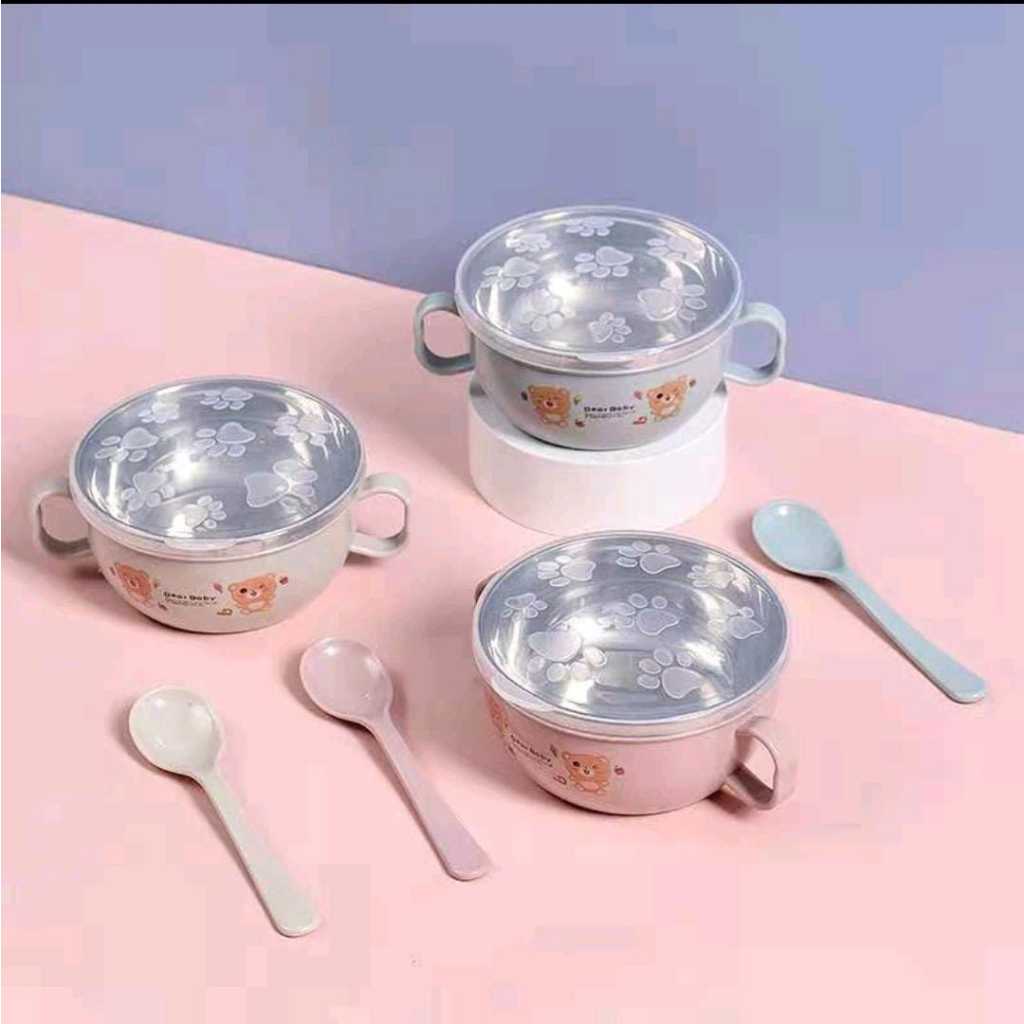 Mangkok Stainless / Mangkok Tutup Kedap Udara Mpasi Anak Bayi