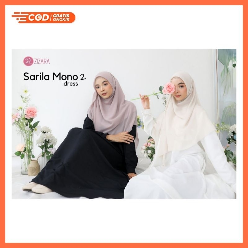 Sarila Mono Zizara | Gamis Umroh Hitam | Gamis Polos Wolfis | Gamis Lebaran Putih