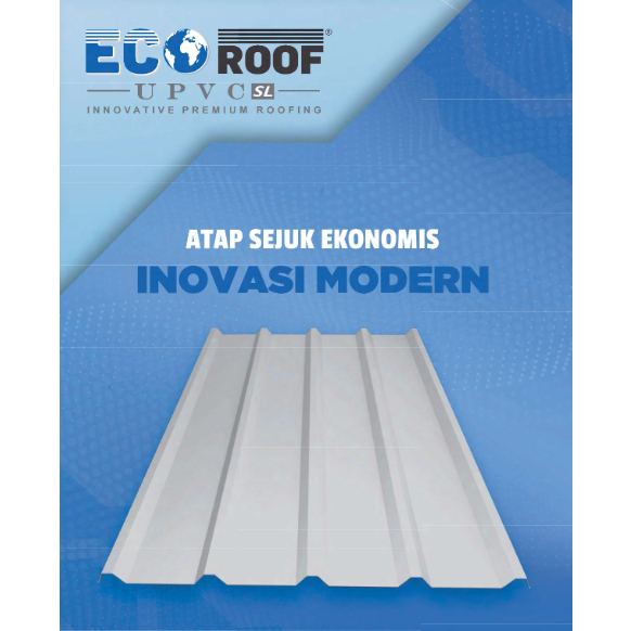 Ecoroof ECO TR 765 ATAP UPVC Single Layer Tebal 1,2mm Trimdeck Abu-Abu