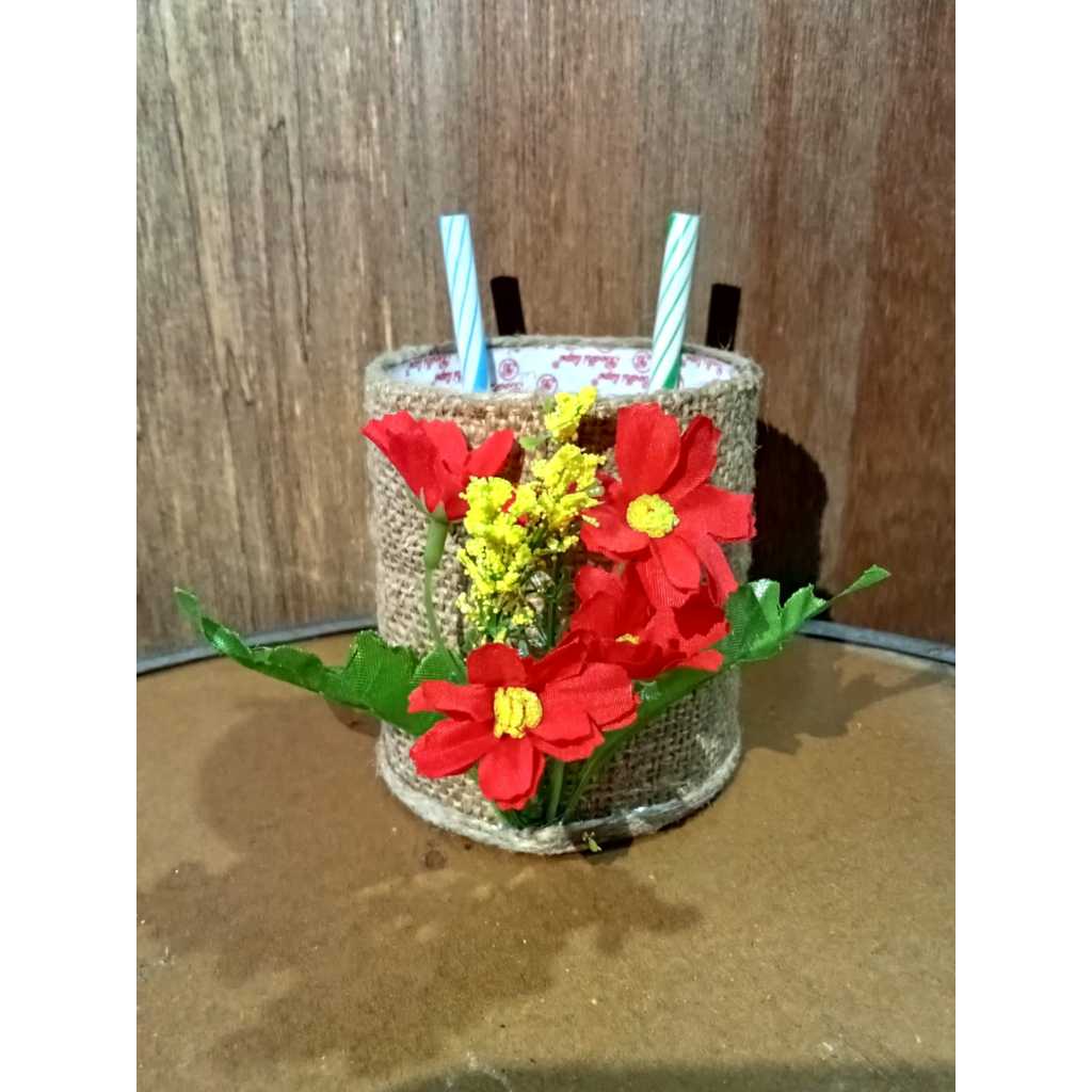 

ARIANI1318 PRAKARYA TEMPAT PENSIL SEKOLAH ARTIFISIAL FLOWER DEKORASI RUMAH SHABBY CHIC