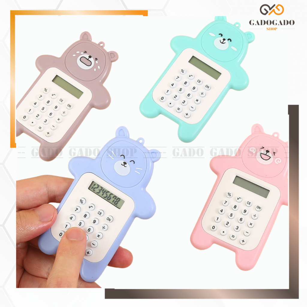 

GGS HL0644 Calculator Mini Portable Motif Bear Kalkulator Portable Mini Beruang Kalkulator Unik Kalkulator 8 Digit Mini Portable Kalkulator Beruang Tombol Karet Y1789