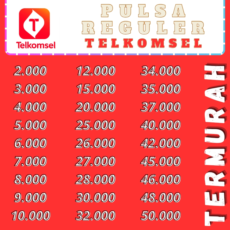 PULSA REGULER TELKOMSEL,LOOP,AS,SIMPATI TERMURAH TERLENGKAP 25K - 40K