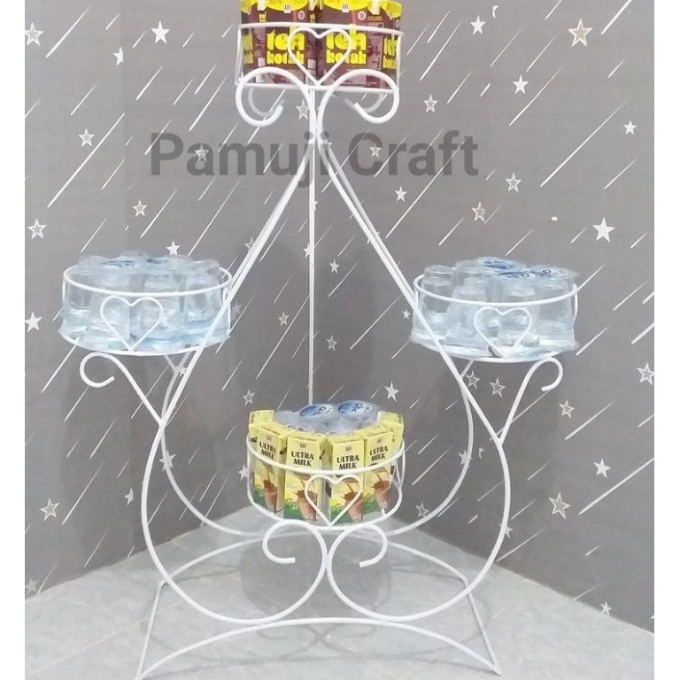 ART R9Y rak aqua gelas estetik rak minuman rak multifungsi rak tisu rak aqua gelas susun 3 rak aqua 