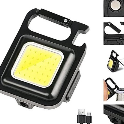 Hematku Lampu Mini COB Keychain Light Bahan Besi Lampu Emergency Mini Cas USB