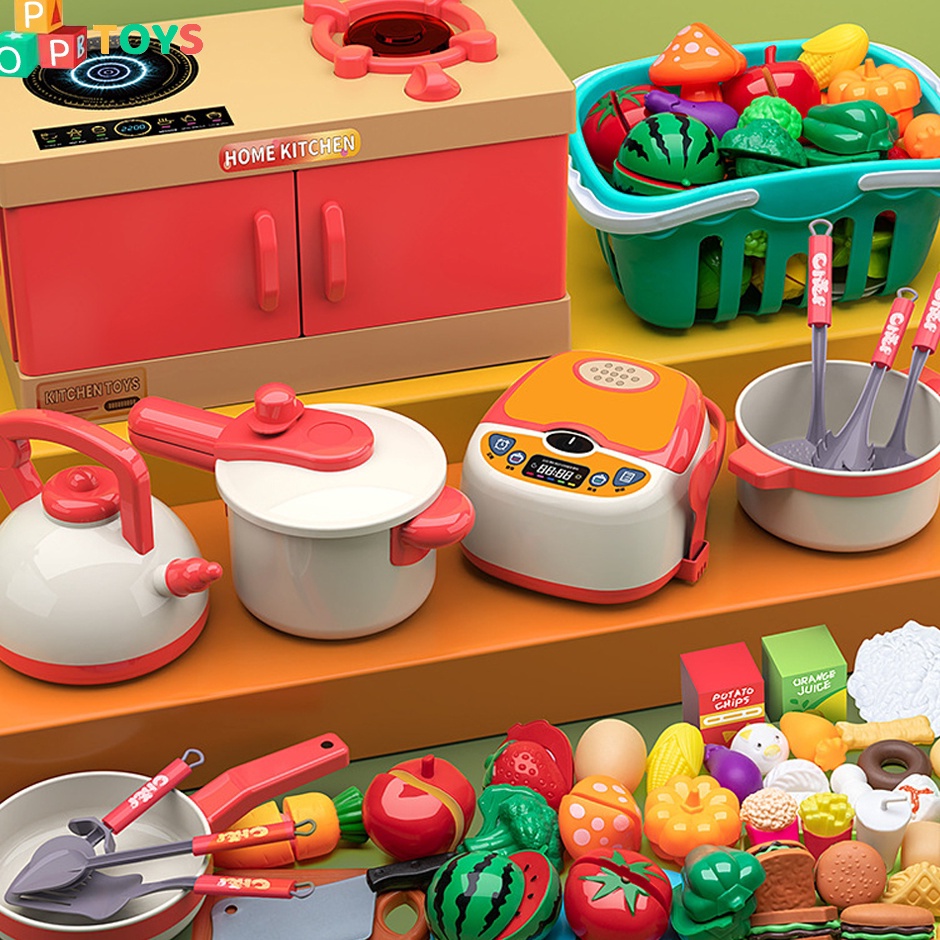 POPTOYS 335684 PCS 36 tahun Mainan Kitchen Set Mainan Potong Buah Mainan Masak Perempuan Anak Hadiah