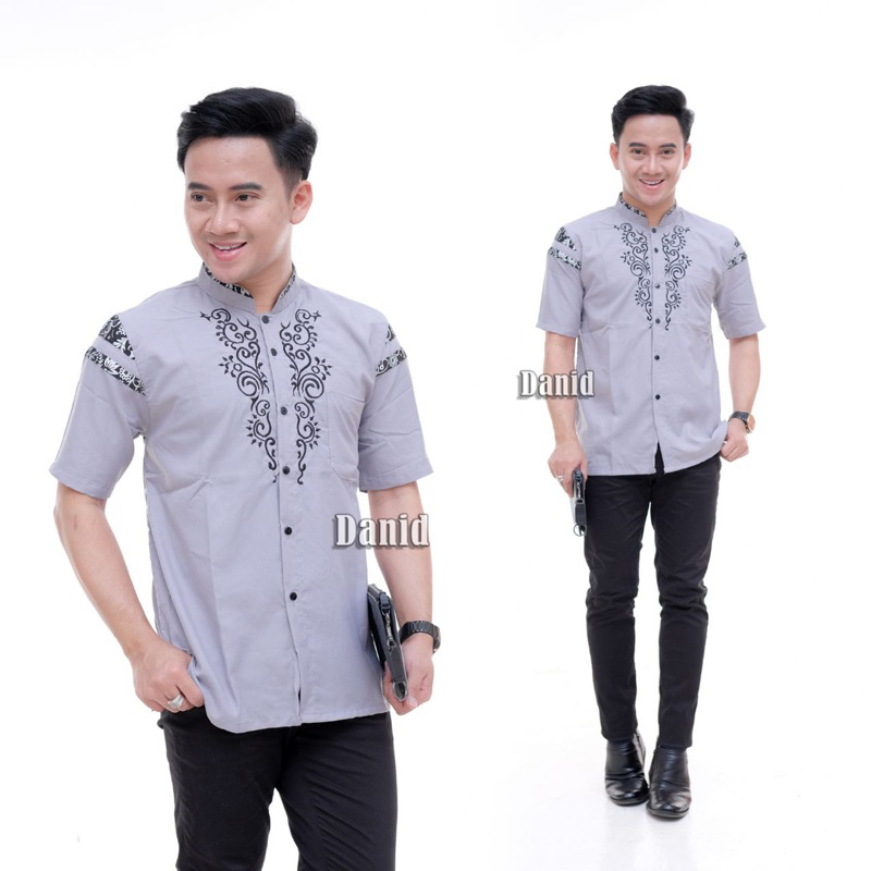 Baju Koko Dewasa Lengan Pendek Bordir | Koko Bordir Lengan Pendek Premium