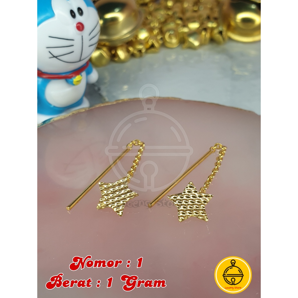 Anting dewasa rantai 1gram emas muda