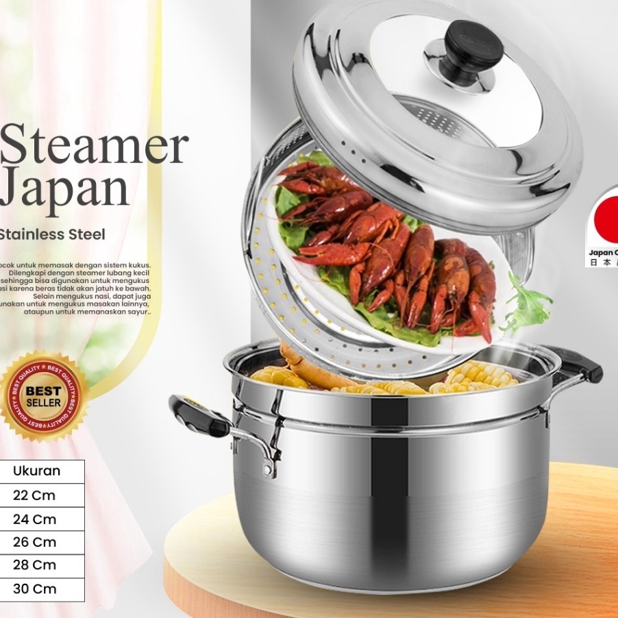 Khusus Panci kukusan tutup kaca ukuran besar Panci Kukus 2 SusunPanci Kukus Stainless Steel Dandang 
