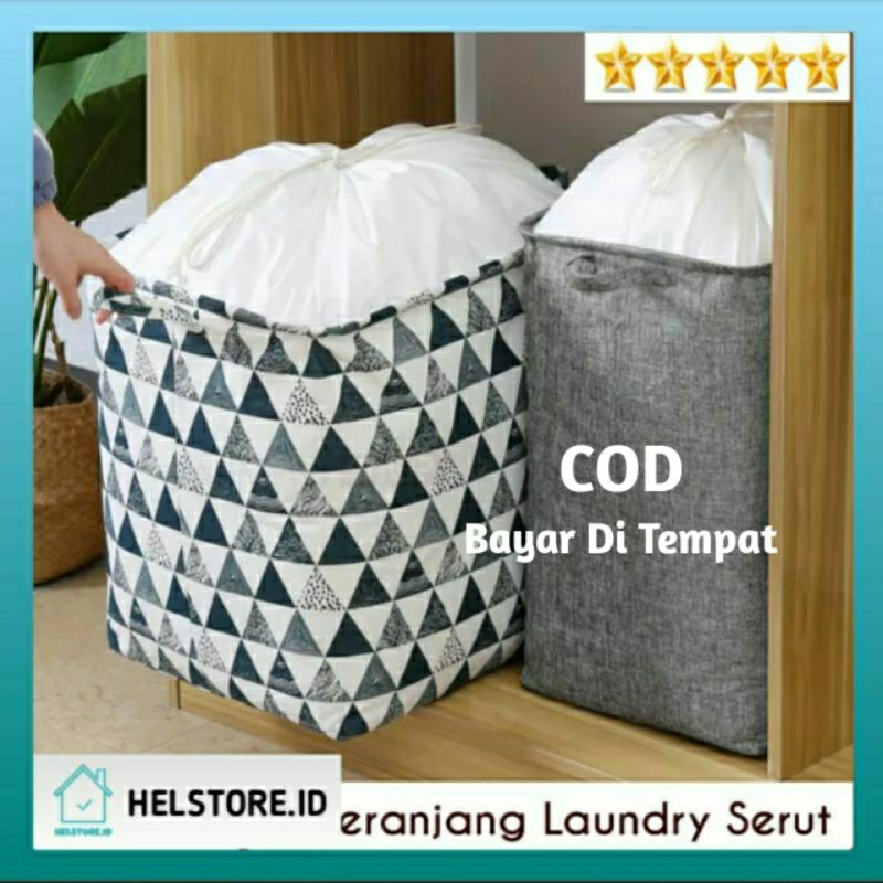 KERANJANG LAUNDRY BAJU KOTOR KOTAK SERUT / Laundry Bag Kotak Lipat Jumbo Model Serut Motif