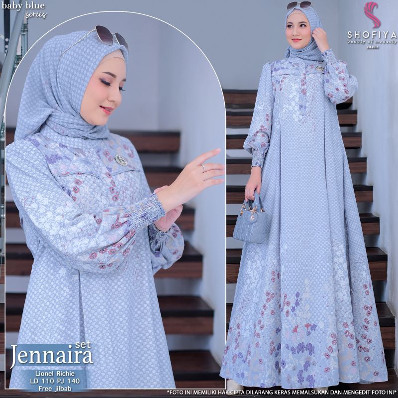 JENNAIRA SET FREE JILBAB BAJU GAMIS LEBARAN 2024 BAJU GAMIS TREND BAJU MUSLIMAH LEBARAN
