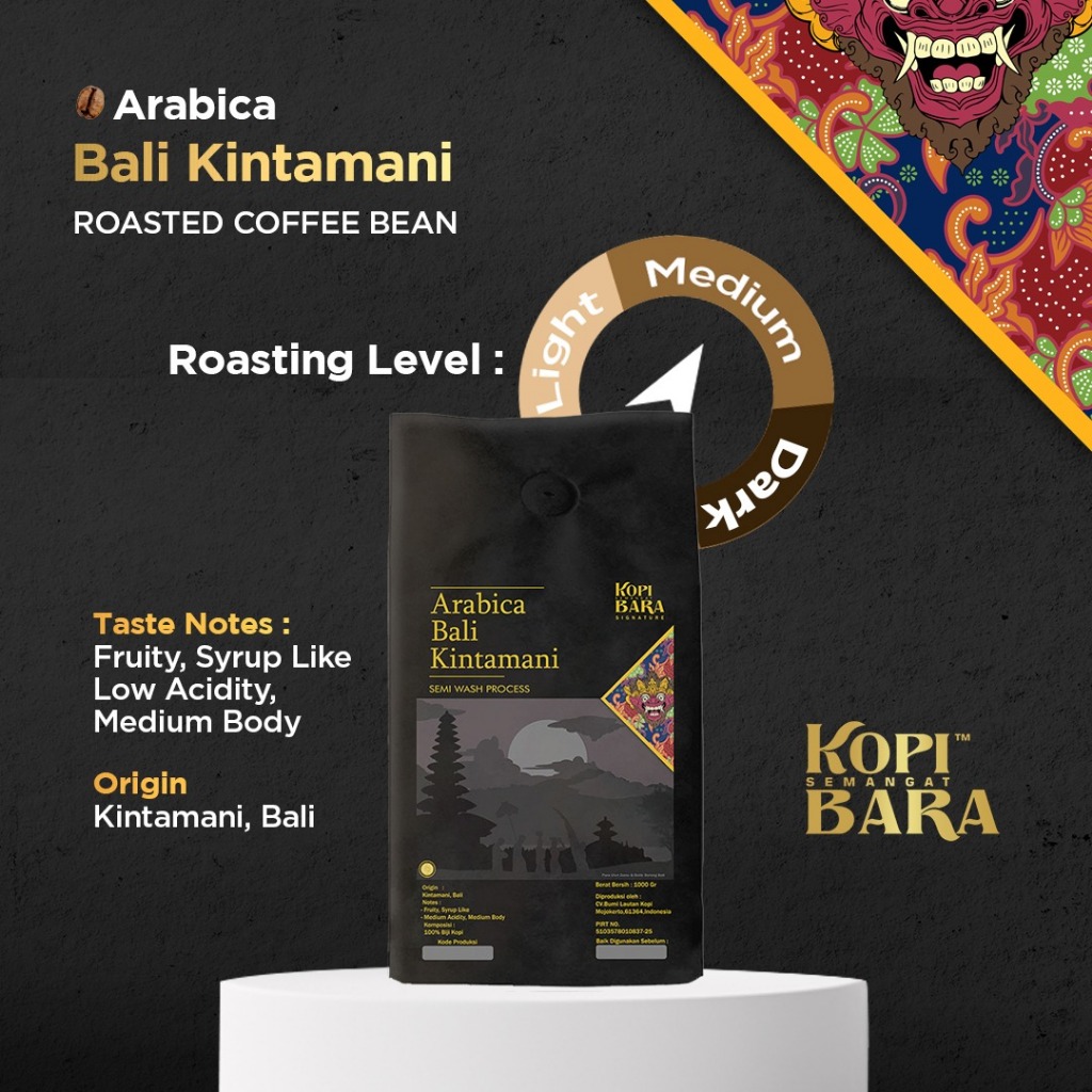 

Arabica Bali Kintamani 1kg - Roasted Coffee Bean - Kopi Bara Signature