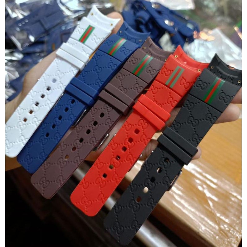 Strap Tali Jam Tangan Gucci Tali Karet Rubber Jam Gucci Baut