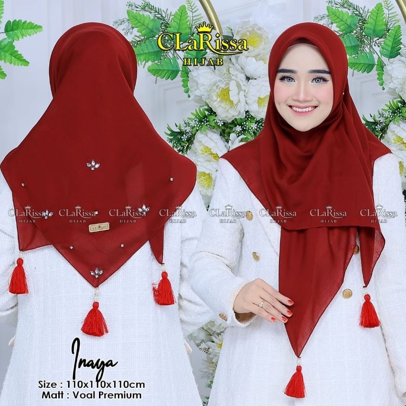 jilbab clarissa terbaru hijab segiempat payet manik voal premium inaya