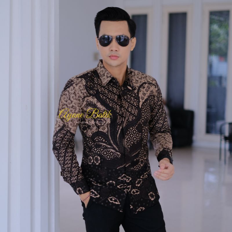 Kemeja batik TRUNTUM MOKA kemeja batik pria terbaru warna mocca Batik pria lengan panjang mewah keme