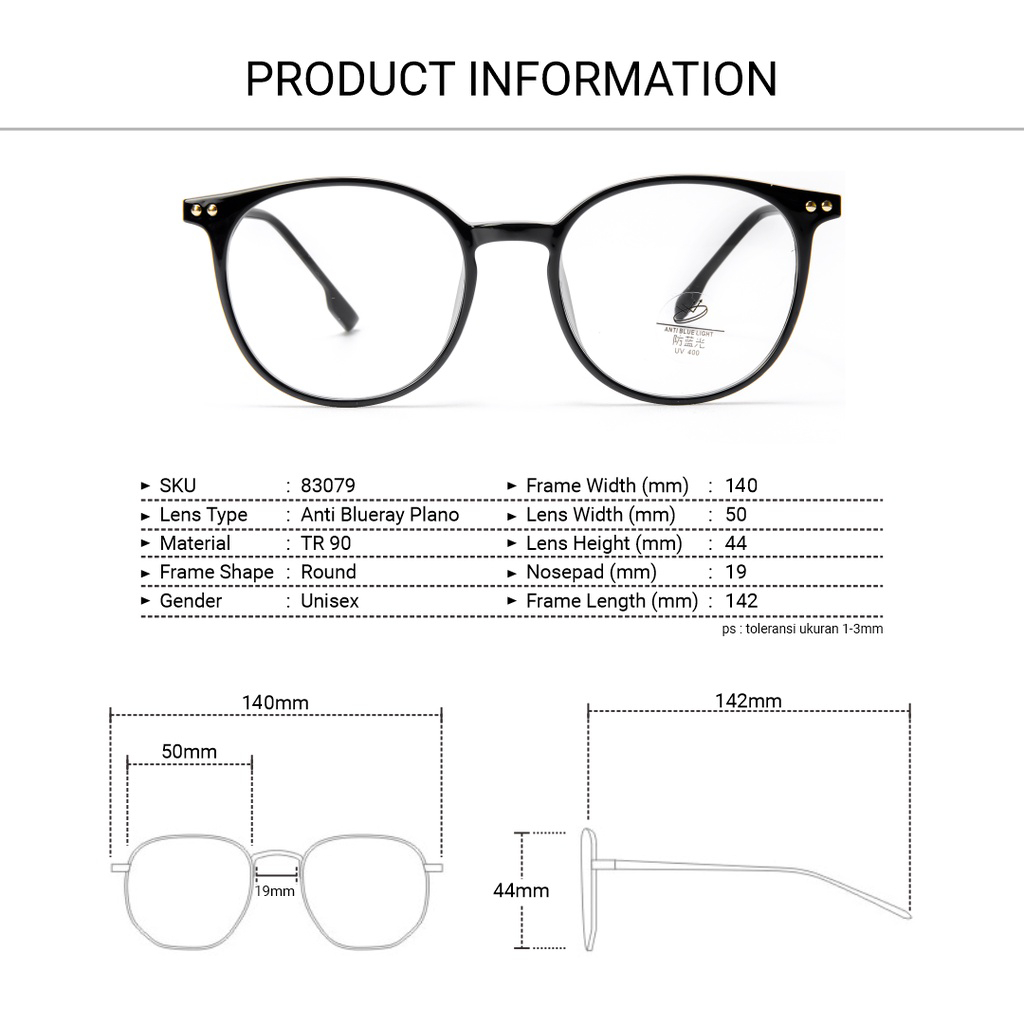 Robins kacamata Lentur Anti Radiasi Komputer Frame Kacamata Minus Blueray Photocromic Bluecromic Fashion Terbaru Pria Wanita 83079-5