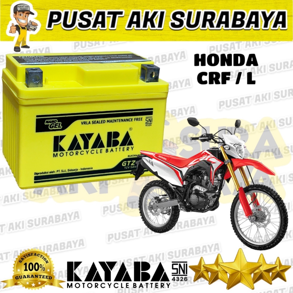 ACCU KERING ASLI ORIGINAL AKI KYB GTZ5S KAYABA GTZ5S 5 AMPER MOTOR TRAIL HONDA CRF 150 CRF L VERZA M