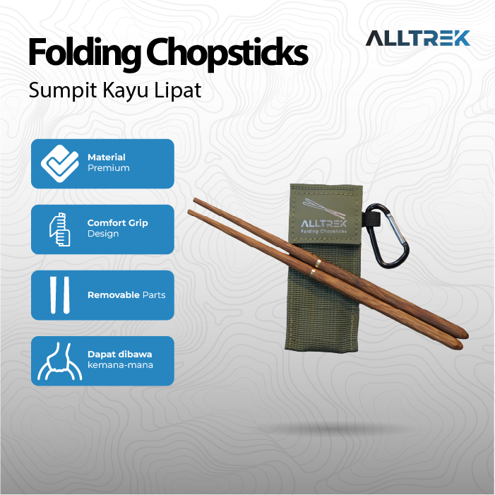 ALLTREK Alat Makan Sumpit Folding Chopstick Solid Wood Portable