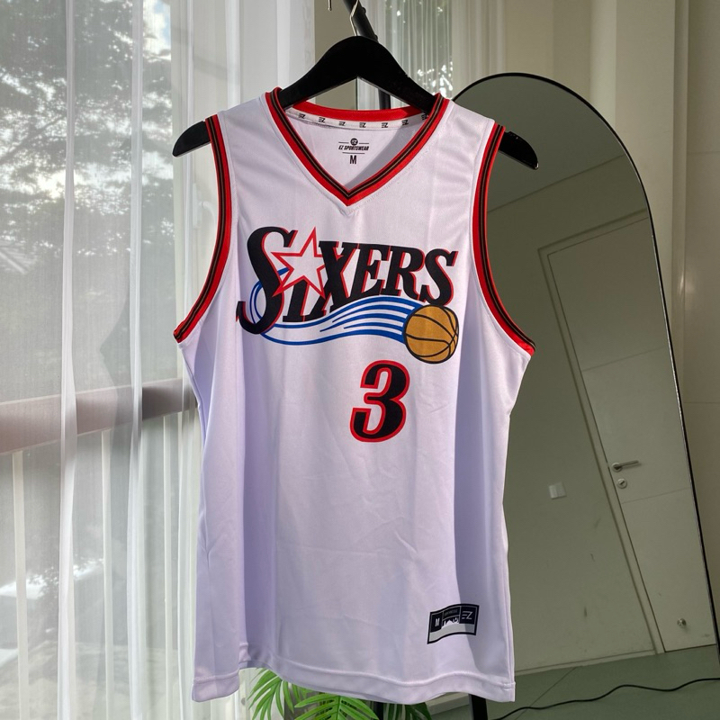 JERSEY BASKET SIXERS PUTIH WHITE #3 ALLEN IVERSON CLASSIC SWINGMAN