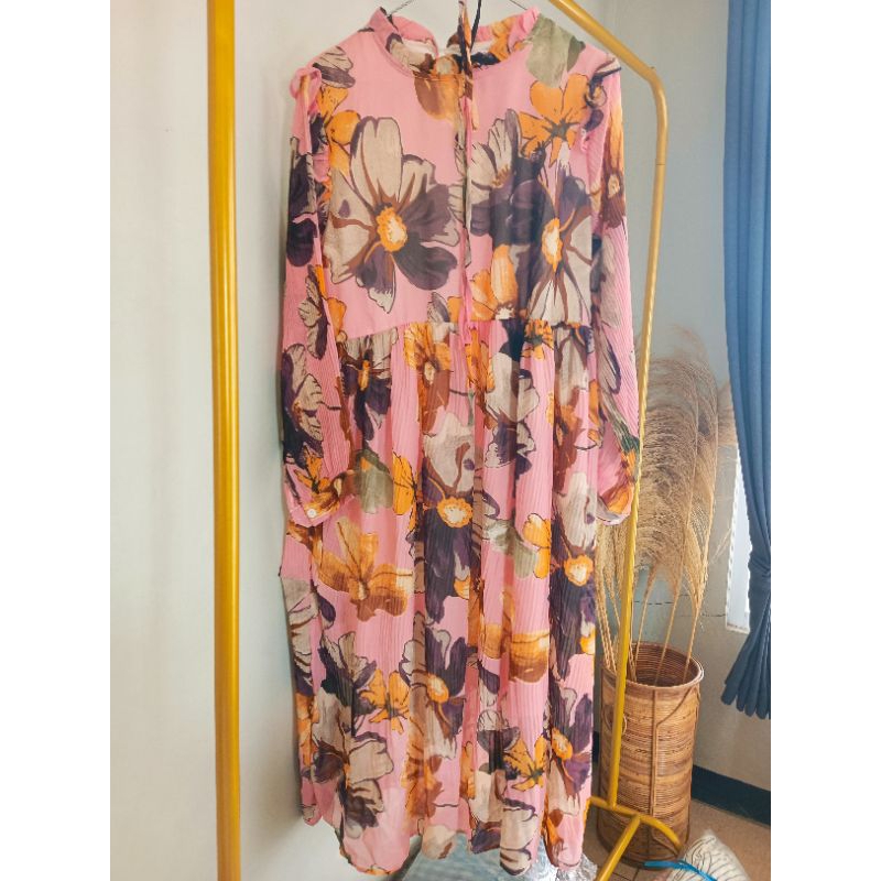 LONG TUNIK IMPORT MOTIF BUNGA/TUNIK IMPORT/TUNIK PLISKET