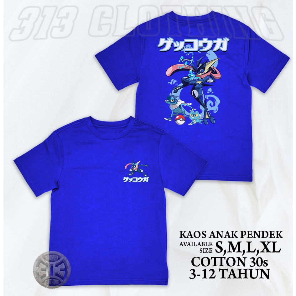 Kaos Anak Pokemon Greninja Evolution / Baju Pokemon Greninja Anak Pendek