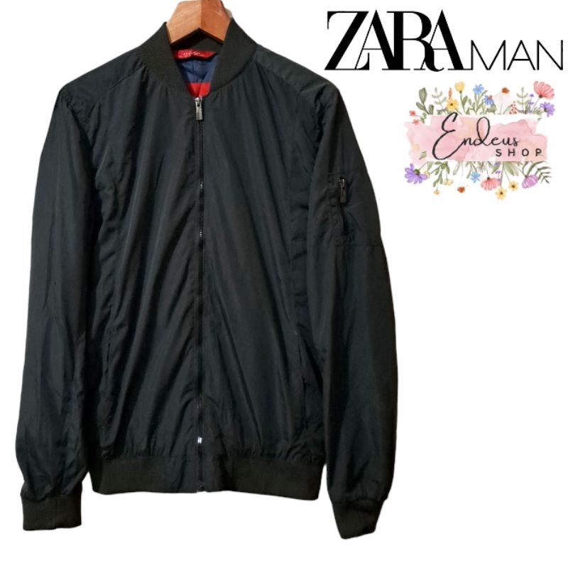 JAKET BOMBER ZARA MAN SIZE S TO M WARNA DARK ARMY