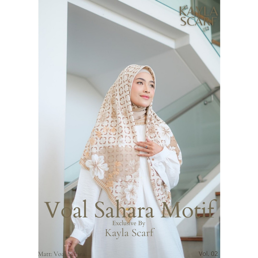 Kerudung Segiempat Voal Sahara Motif Dena Scarf