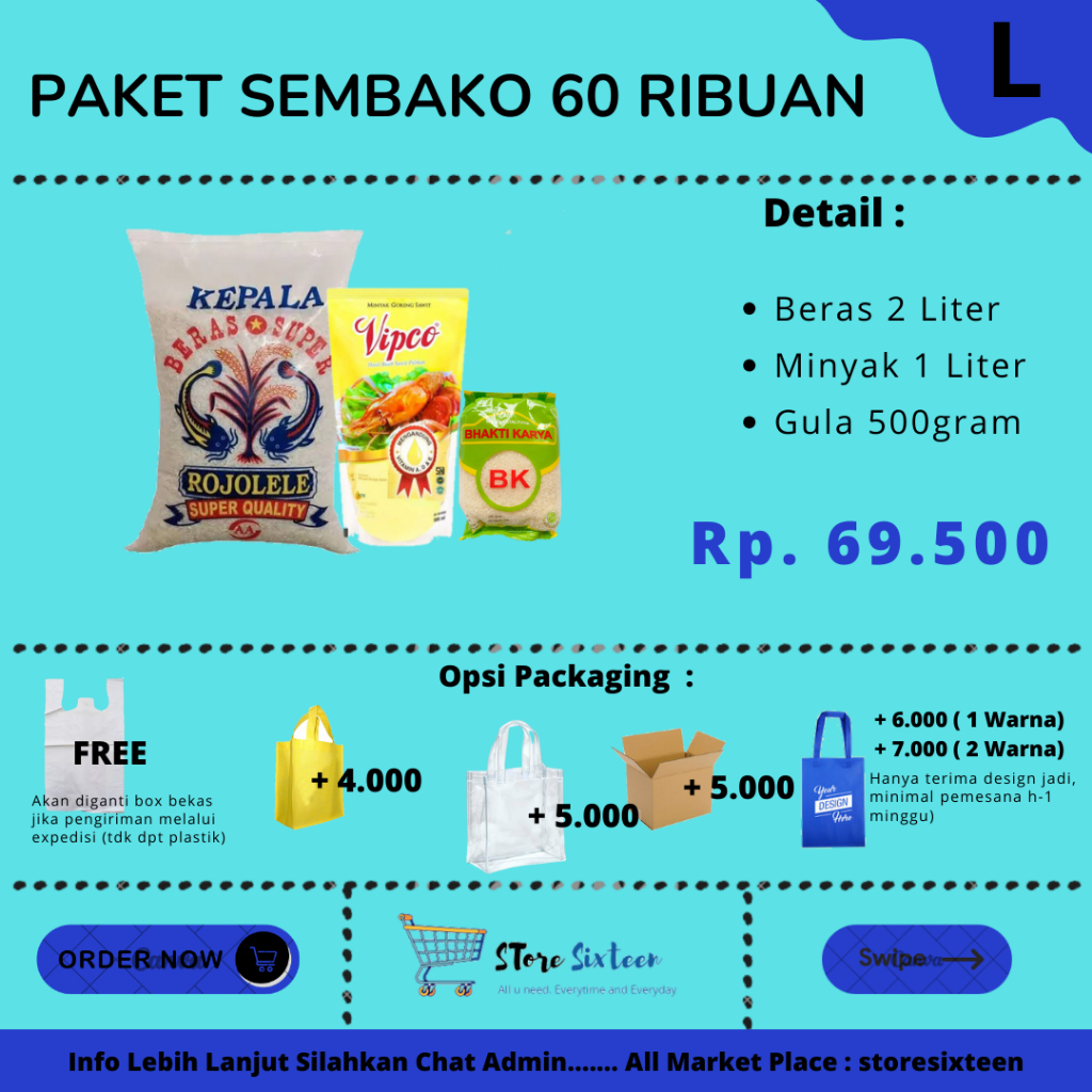 

Paket Sembako Murah Simple 60 Ribuan L / Paket Sembako Murah By Storesixteen