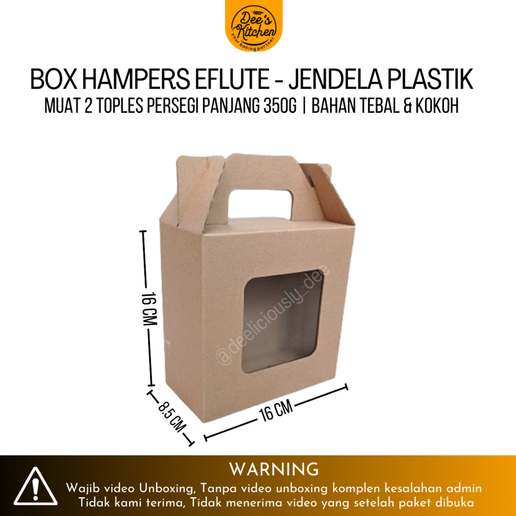 

[Untuk Stoples 350gr] Gable Box Hampers EFlute Tebal untuk Toples Persegi panjang 350gr - Satuan