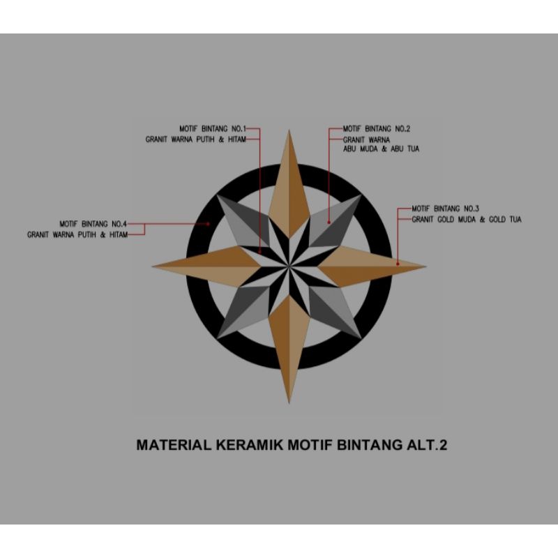 granit pola mozaik 120x120 - motif bintang - DVI