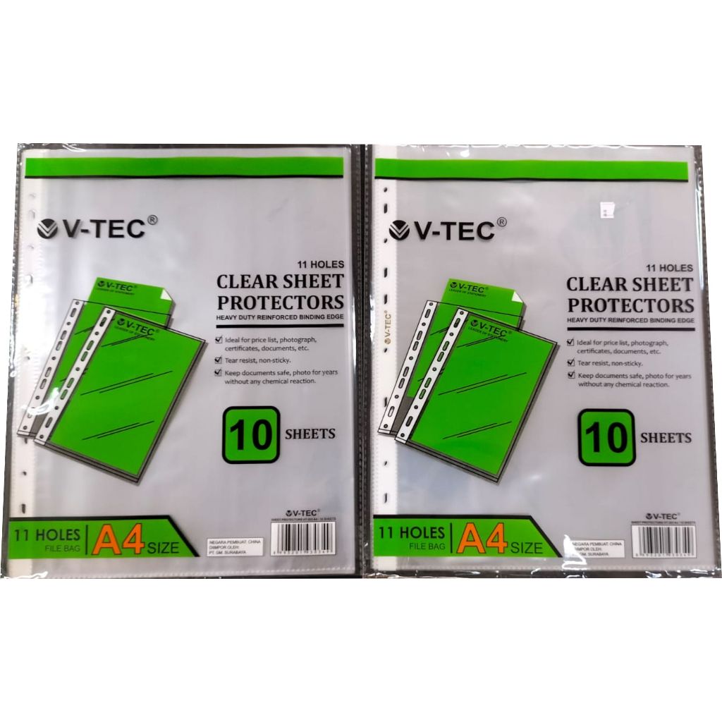 

V Tec sheet protector pelindung A4 / 10 LEMBAR