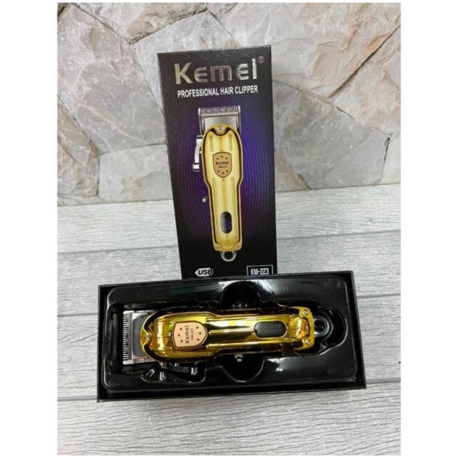 ALAT CUKUR RAMBUT KEMEI KM-223 BODY ABS GOLD